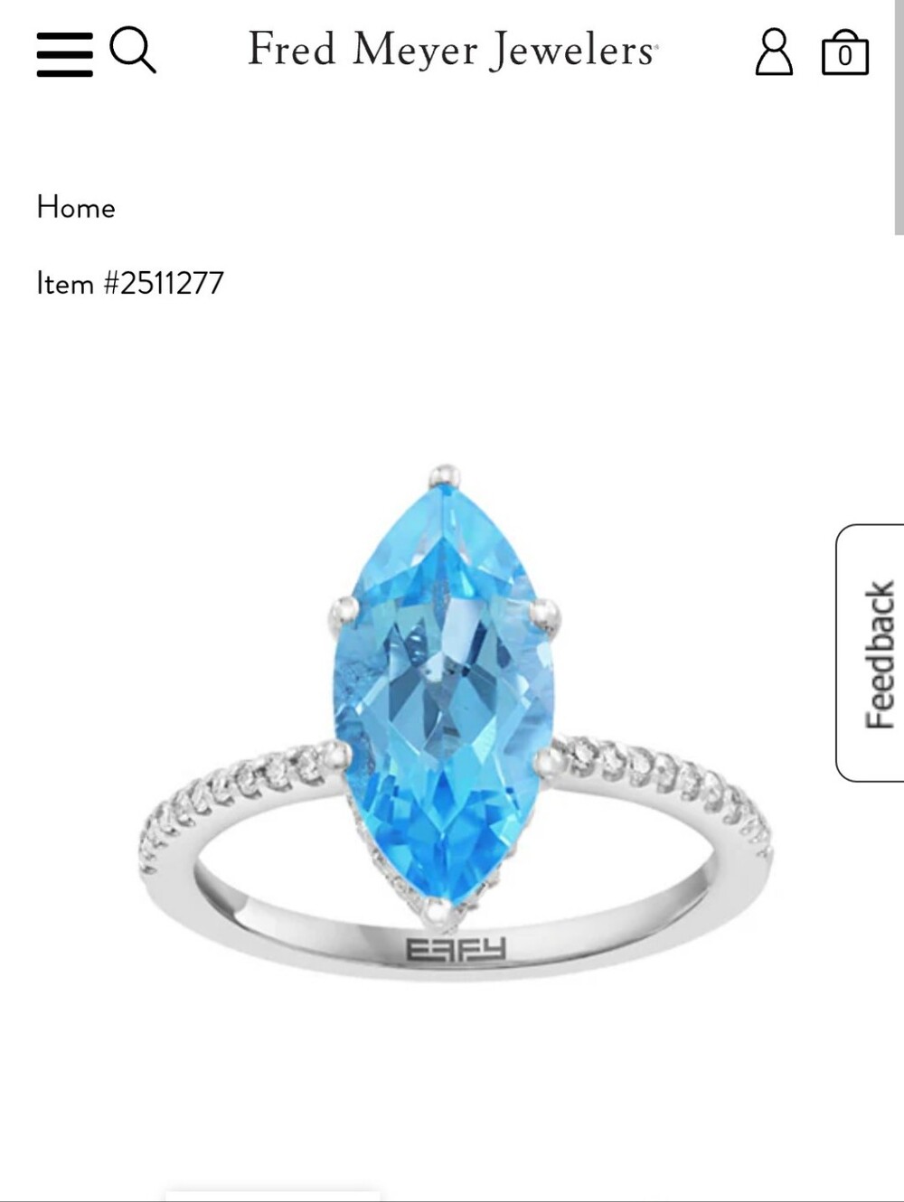 EFFY Marquise Blue Topaz and 1/4 ct. tw. Diamond Ring in 14K White Gold
